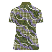 Green Hawaii Palaka Honohono Pikake Women Polo Shirt Hawaiian Orchid Lei Polynesian Pattern LT14 - Polynesian Pride