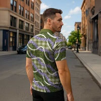 Green Hawaii Palaka Honohono Pikake Zipper Polo Shirt Hawaiian Orchid Lei Polynesian Pattern LT14 - Polynesian Pride