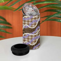 Brown Hawaii Palaka Honohono Pikake 4 in 1 Can Cooler Tumbler Hawaiian Orchid Lei Polynesian Pattern LT14 - Polynesian Pride