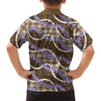 Brown Hawaii Palaka Honohono Pikake Family Matching Summer Maxi Dress and Hawaiian Shirt Hawaiian Orchid Lei Polynesian Pattern LT14 - Polynesian Pride