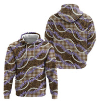 Brown Hawaii Palaka Honohono Pikake Hoodie Hawaiian Orchid Lei Polynesian Pattern - Polynesian Pride