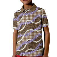 Brown Hawaii Palaka Honohono Pikake Kid Polo Shirt Hawaiian Orchid Lei Polynesian Pattern - Polynesian Pride