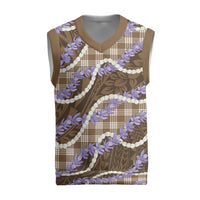 Brown Hawaii Palaka Honohono Pikake Christmas Knitted V-Neck Vest Hawaiian Orchid Lei Polynesian Pattern LT14 Brown - Polynesian Pride
