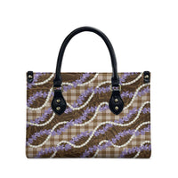 Brown Hawaii Palaka Honohono Pikake Leather Bag Hawaiian Orchid Lei Polynesian Pattern - Polynesian Pride