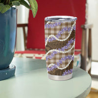 Brown Hawaii Palaka Honohono Pikake Tumbler Cup Hawaiian Orchid Lei Polynesian Pattern - Polynesian Pride