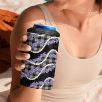 Black Hawaii Palaka Honohono Pikake 4 in 1 Can Cooler Tumbler Hawaiian Orchid Lei Polynesian Pattern LT14 - Polynesian Pride