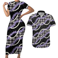 Black Hawaii Palaka Honohono Pikake Couples Matching Short Sleeve Bodycon Dress and Hawaiian Shirt Hawaiian Orchid Lei Polynesian Pattern LT14 Black - Polynesian Pride