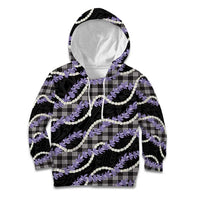Black Hawaii Palaka Honohono Pikake Kid Hoodie Hawaiian Orchid Lei Polynesian Pattern - Polynesian Pride