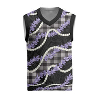 Black Hawaii Palaka Honohono Pikake Christmas Knitted V-Neck Vest Hawaiian Orchid Lei Polynesian Pattern LT14 Black - Polynesian Pride