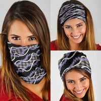 Black Hawaii Palaka Honohono Pikake Neck Gaiter Hawaiian Orchid Lei Polynesian Pattern - Polynesian Pride