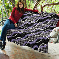 Black Hawaii Palaka Honohono Pikake Quilt Hawaiian Orchid Lei Polynesian Pattern - Polynesian Pride