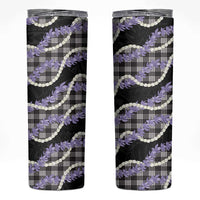 Black Hawaii Palaka Honohono Pikake Skinny Tumbler Hawaiian Orchid Lei Polynesian Pattern LT14 Black - Polynesian Pride