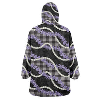 Black Hawaii Palaka Honohono Pikake Wearable Blanket Hoodie Hawaiian Orchid Lei Polynesian Pattern LT14 - Polynesian Pride