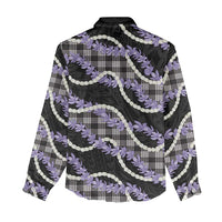 Black Hawaii Palaka Honohono Pikake Women Casual Shirt Hawaiian Orchid Lei Polynesian Pattern - Polynesian Pride