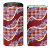 Red Hawaii Palaka Honohono Pikake 4 in 1 Can Cooler Tumbler Hawaiian Orchid Lei Polynesian Pattern LT14 One Size: 16 oz Red - Polynesian Pride