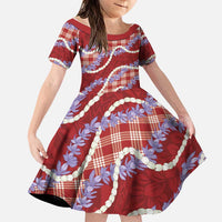 Red Hawaii Palaka Honohono Pikake Family Matching Mermaid Dress and Hawaiian Shirt Hawaiian Orchid Lei Polynesian Pattern LT14 Daughter's Dress Red - Polynesian Pride