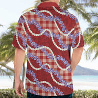 Red Hawaii Palaka Honohono Pikake Hawaiian Shirt Hawaiian Orchid Lei Polynesian Pattern - Polynesian Pride