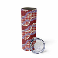 Red Hawaii Palaka Honohono Pikake Skinny Tumbler Hawaiian Orchid Lei Polynesian Pattern LT14 - Polynesian Pride