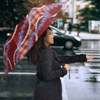 Red Hawaii Palaka Honohono Pikake Umbrella Hawaiian Orchid Lei Polynesian Pattern - Polynesian Pride