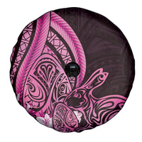 Pink Polynesia Easter Day Spare Tire Cover Eggs With Bunny Polynesian Pattern
