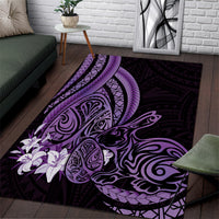 Purple Polynesia Easter Day Area Rug Eggs With Bunny Polynesian Pattern