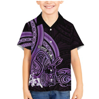 Purple Polynesia Easter Day Family Matching Mermaid Dress and Hawaiian Shirt Eggs With Bunny Polynesian Pattern