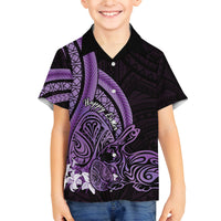 Purple Polynesia Easter Day Family Matching Off Shoulder Maxi Dress and Hawaiian Shirt Eggs With Bunny Polynesian Pattern