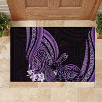Purple Polynesia Easter Day Rubber Doormat Eggs With Bunny Polynesian Pattern