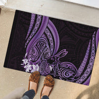 Purple Polynesia Easter Day Rubber Doormat Eggs With Bunny Polynesian Pattern