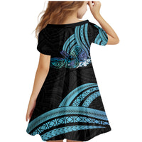 Turquoise Polynesia Easter Day Family Matching Mermaid Dress and Hawaiian Shirt Eggs With Bunny Polynesian Pattern