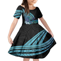Turquoise Polynesia Easter Day Family Matching Off Shoulder Maxi Dress and Hawaiian Shirt Eggs With Bunny Polynesian Pattern
