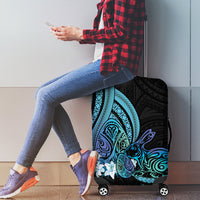 Turquoise Polynesia Easter Day Luggage Cover Eggs With Bunny Polynesian Pattern