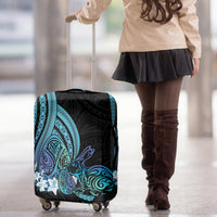 Turquoise Polynesia Easter Day Luggage Cover Eggs With Bunny Polynesian Pattern