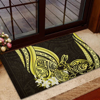 Yellow Polynesia Easter Day Rubber Doormat Eggs With Bunny Polynesian Pattern