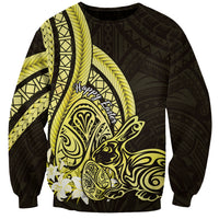 Yellow Polynesia Easter Day Sweatshirt Eggs With Bunny Polynesian Pattern