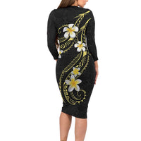 Polynesia Tattoo With Plumeria Family Matching Long Sleeve Bodycon Dress and Hawaiian Shirt Elegant Vibes LT14 - Polynesian Pride