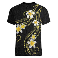 Polynesia Tattoo With Plumeria Women V-Neck T-Shirt Elegant Vibes