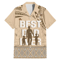 Tonga Father's Day Family Matching Mermaid Dress and Hawaiian Shirt Best Dad Ever Tongan Ngatu Pattern - Beige LT14 Dad's Shirt - Short Sleeve Beige - Polynesian Pride