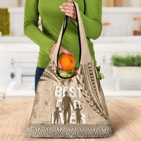 Tonga Father's Day Grocery Bag Best Dad Ever Tongan Ngatu Pattern - Beige