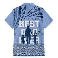 Tonga Father's Day Family Matching Mermaid Dress and Hawaiian Shirt Best Dad Ever Tongan Ngatu Pattern - Blue LT14 - Polynesian Pride