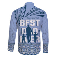 Tonga Father's Day Family Matching Short Sleeve Bodycon Dress and Hawaiian Shirt Best Dad Ever Tongan Ngatu Pattern - Blue LT14 - Polynesian Pride