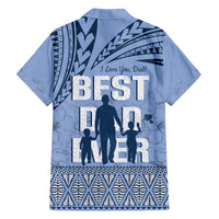 Tonga Father's Day Family Matching Summer Maxi Dress and Hawaiian Shirt Best Dad Ever Tongan Ngatu Pattern - Blue LT14 - Polynesian Pride