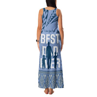 Tonga Father's Day Family Matching Tank Maxi Dress and Hawaiian Shirt Best Dad Ever Tongan Ngatu Pattern - Blue LT14 - Polynesian Pride