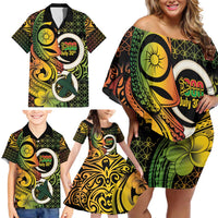 Vanuatu 1980 Family Matching Off Shoulder Short Dress and Hawaiian Shirt Ni-Van Tamtam Sand Drawing Pattern LT14 - Polynesian Pride
