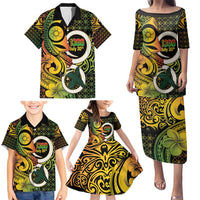 Vanuatu 1980 Family Matching Puletasi and Hawaiian Shirt Ni-Van Tamtam Sand Drawing Pattern LT14 - Polynesian Pride
