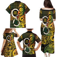 Vanuatu 1980 Family Matching Puletasi and Hawaiian Shirt Ni-Van Tamtam Sand Drawing Pattern LT14 - Polynesian Pride