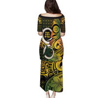 Vanuatu 1980 Family Matching Puletasi and Hawaiian Shirt Ni-Van Tamtam Sand Drawing Pattern LT14 - Polynesian Pride