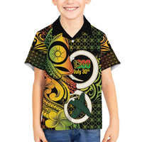 Vanuatu 1980 Family Matching Short Sleeve Bodycon Dress and Hawaiian Shirt Ni-Van Tamtam Sand Drawing Pattern LT14 Son's Shirt Black - Polynesian Pride