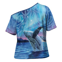 New Zealand Matariki Humpback Whale Cross Shoulder Shirt Paikea Maori New Year Blue Galaxy LT14 - Polynesian Pride