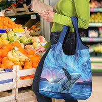 New Zealand Matariki Humpback Whale Grocery Bag Paikea Maori New Year Blue Galaxy LT14 - Polynesian Pride